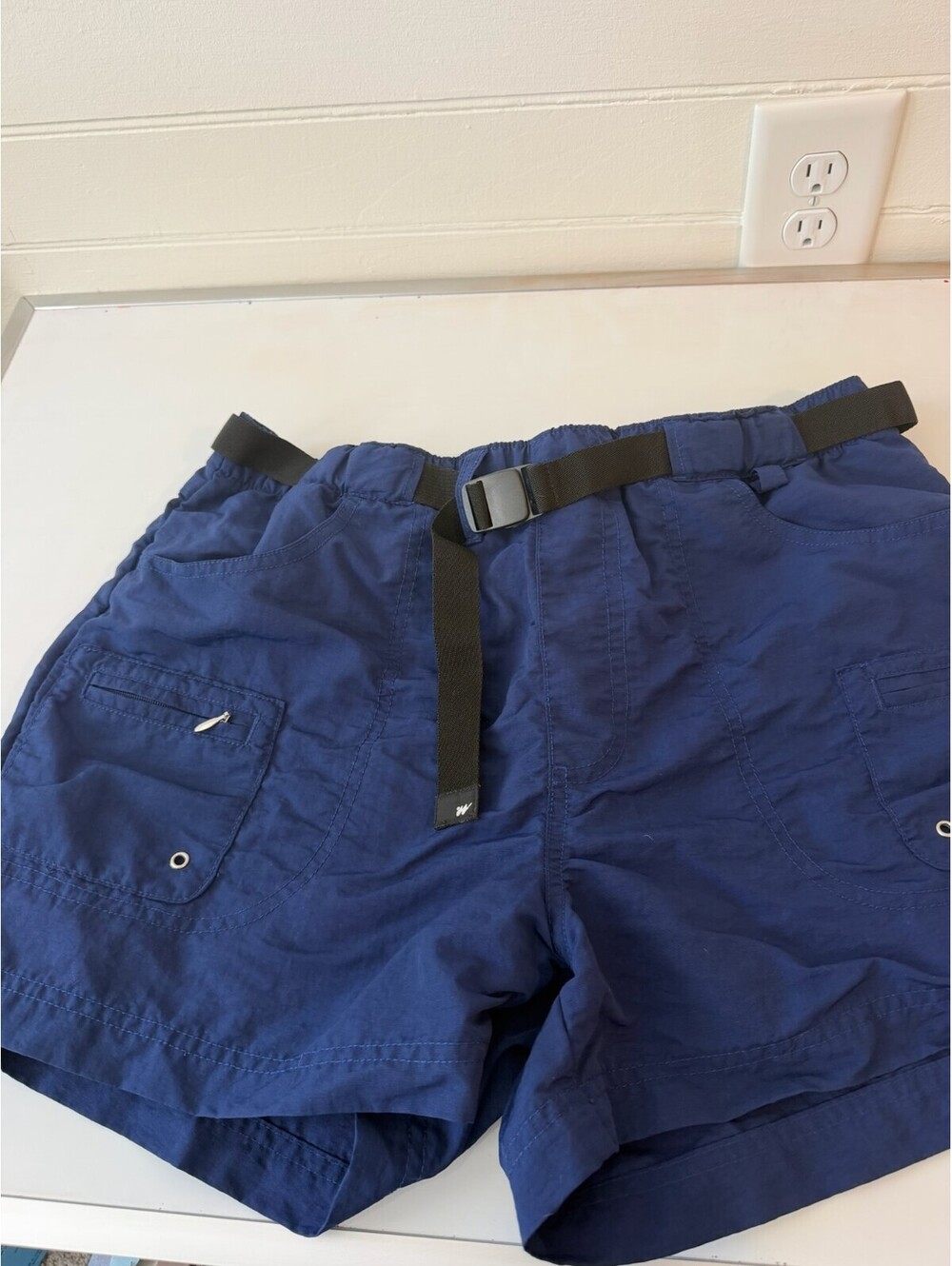 Without Walls Urban Outfitters Belted Nylon Cargo Hiking Shorts Blue - L